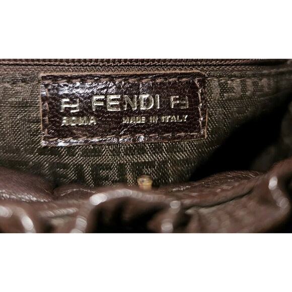 Fendi Shoulder Bag Brown Leather Vintage Braided Pochette Mini Draws 7x5 - Picture 15 of 16
